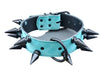 2" Turquoise Leather Spiked Dog Collar