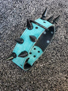 2" Turquoise Leather Spiked Dog Collar