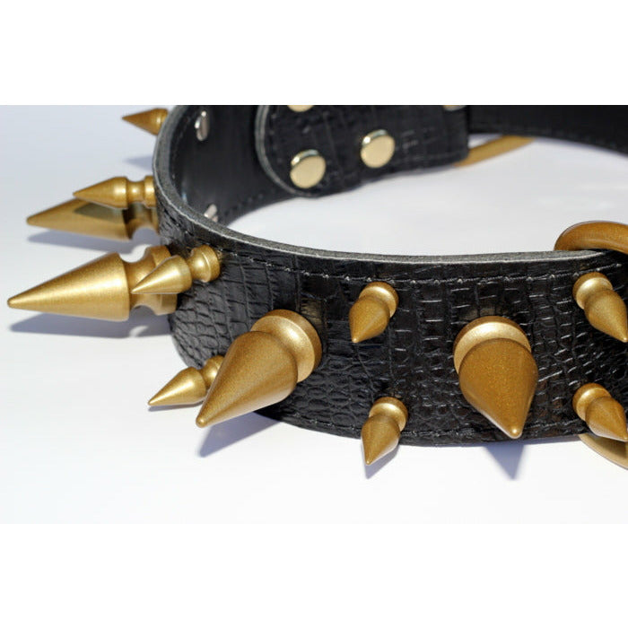 W47 - 2 Bully Spiked Leather Collar